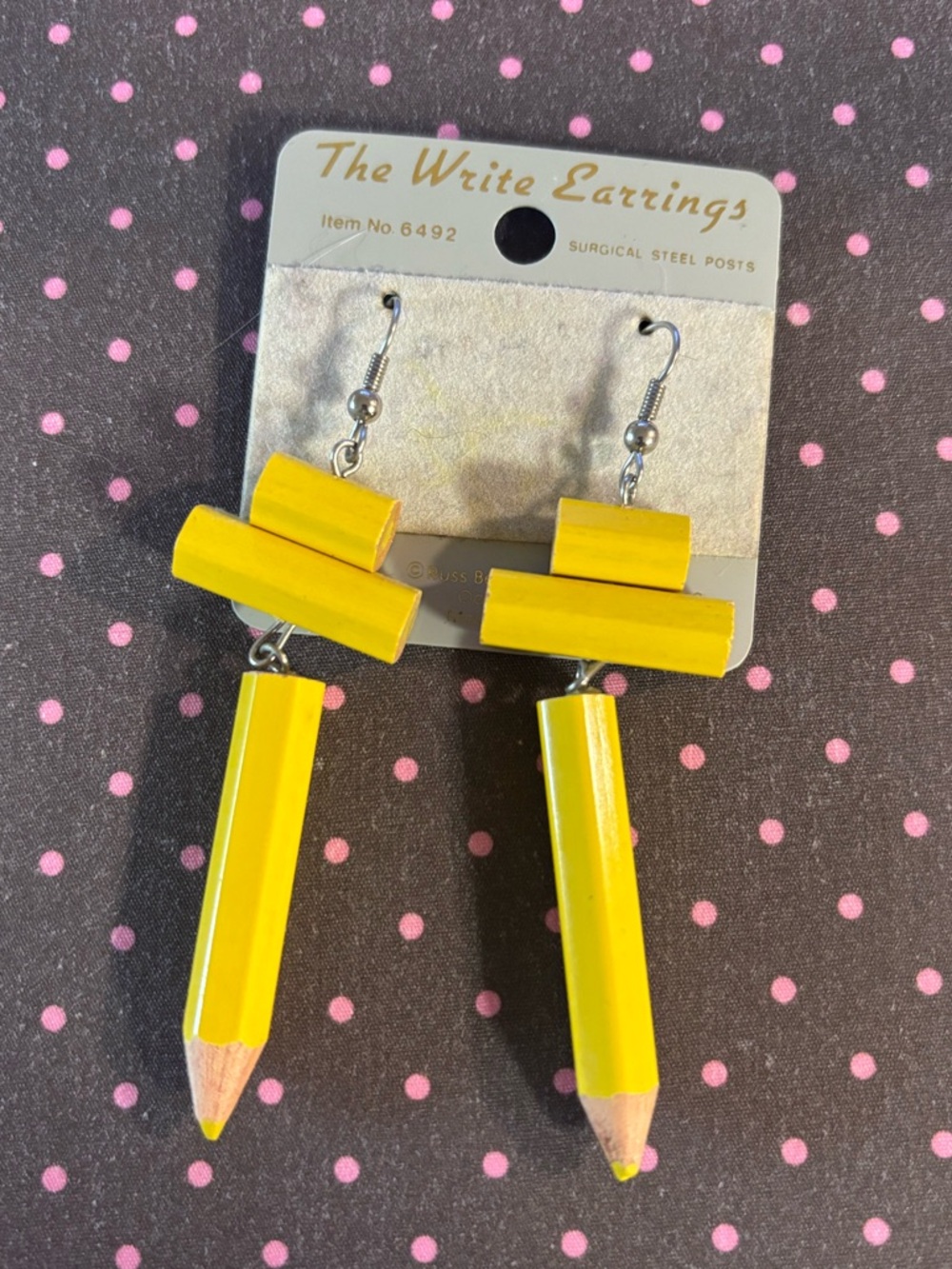 Vintage Yellow Pencil Earrings